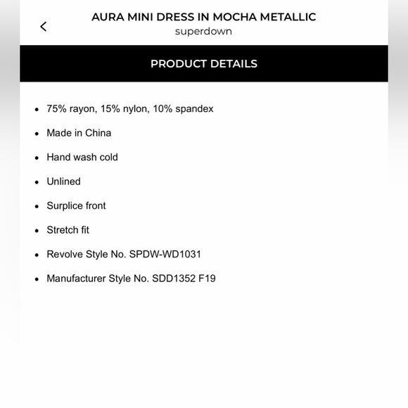 Superdown Aura mini Dress mocha metallic - Picture 5 of 5
